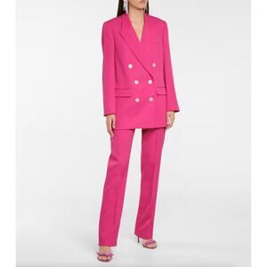 ISABEL MARANT High Rise Wool Trouser Pants Hot Pink Magenta Sz 38 {D28}